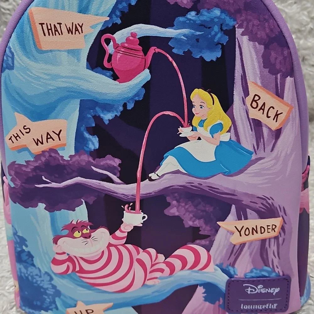 Loungefly Alice In Wonderland Wicheshire Cat Mini Backpack And Wallet Set